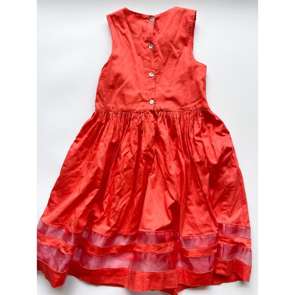 Girl's Floriane Cotton Red Orange Sleeveless Dress Size 10Y - Picture 7 of 9